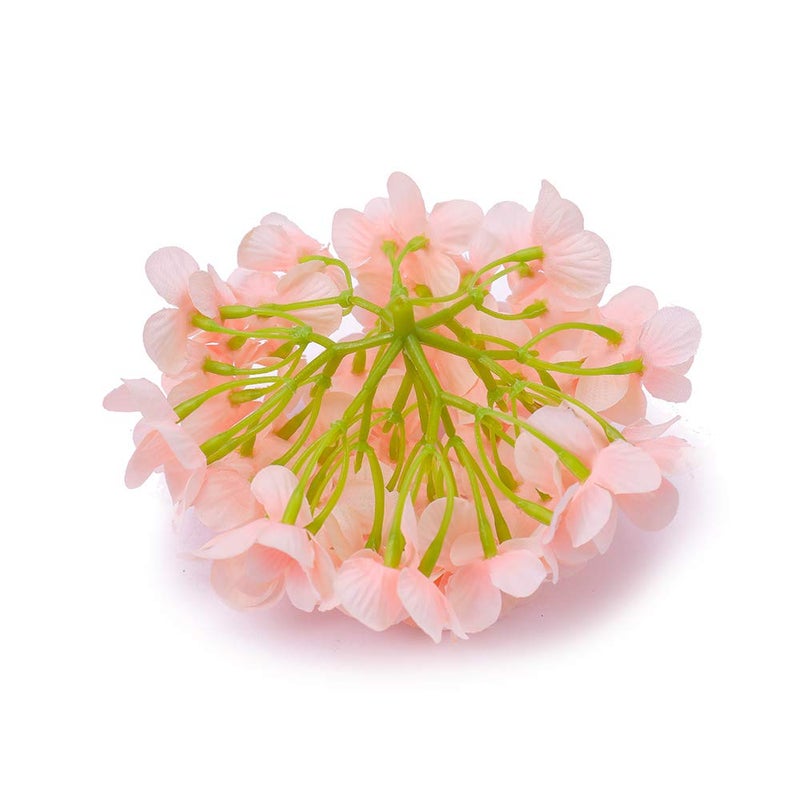 LUSHIDI Silk Hydrangea Heads with Stems Artificial Flowers Heads for Home Wedding Decor,Pack of 10 (Peach Pink) - Image 3